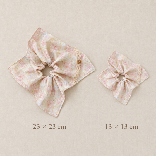 Rose Cottage Floral Scarf Scrunchie – Adult & Mini