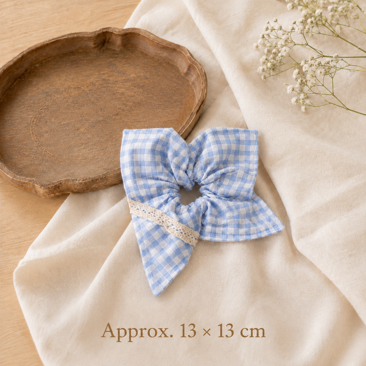 Provence Blue Gingham Scarf Scrunchie – Adult & Mini