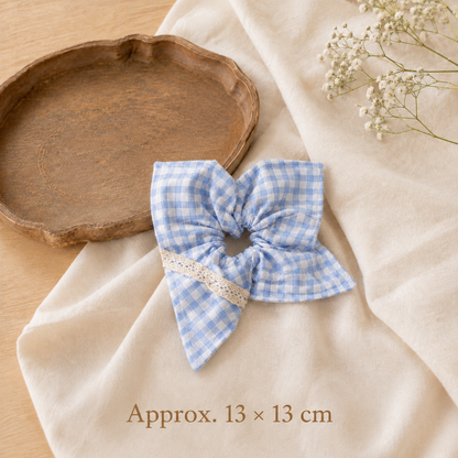 Provence Blue Gingham Scarf Scrunchie – Adult & Mini
