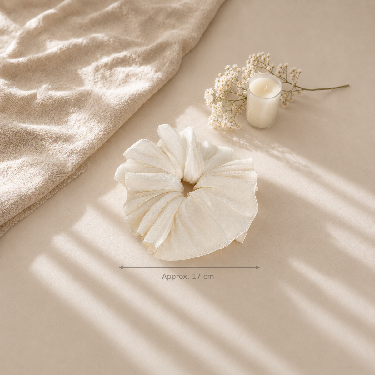 Pearl Glow Shimmer Ruffle Scrunchie