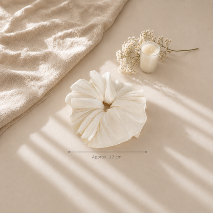 Pearl Glow Shimmer Ruffle Scrunchie