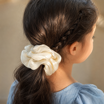 Ivory Pearl Shimmer Scrunchie