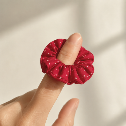 Cherry Dot Mini Cotton Scrunchie