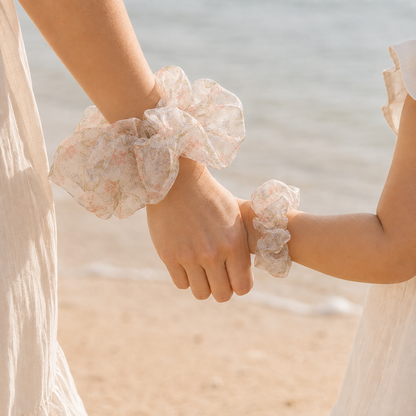 Blush Meadow Organza Scrunchie – Adult & Mini
