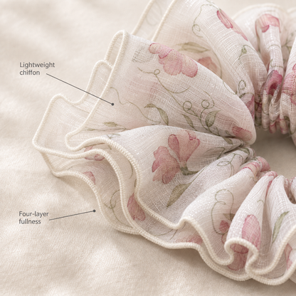 Blush Blossom Chiffon Scrunchie