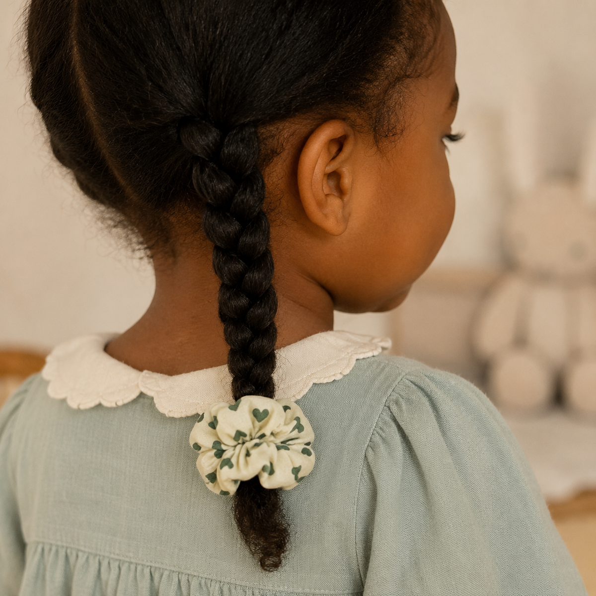 Forest Heart Mini Cotton Scrunchie