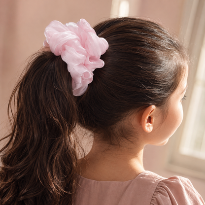 Blush Pearl Pleated Shimmer Scrunchie