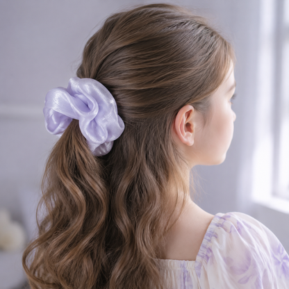 Lavender Pearl Pleated Shimmer Scrunchie
