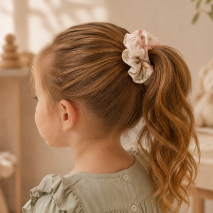 Blush Petal Ruffle Cotton Scrunchie