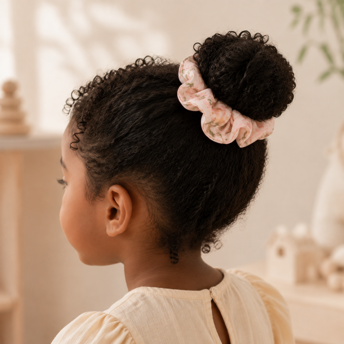 Blush Petal Ruffle Cotton Scrunchie