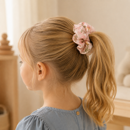 Blush Petal Ruffle Cotton Scrunchie