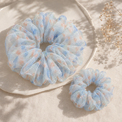 Summer Sky Organza Scrunchie – Adult & Mini