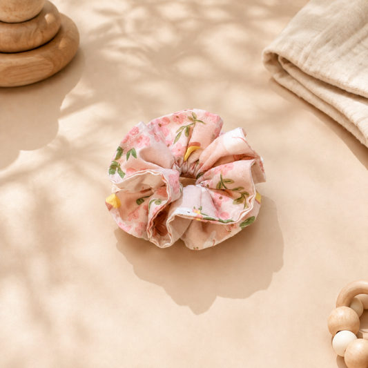Blush Petal Ruffle Cotton Scrunchie