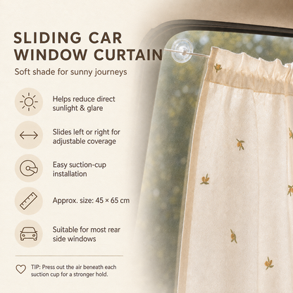 Cotton Car Window Sun Shade Curtains – 2 Pack