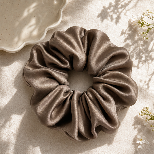 Chocolate Classic – Chocolate Brown 30 Momme Mulberry Silk Scrunchie