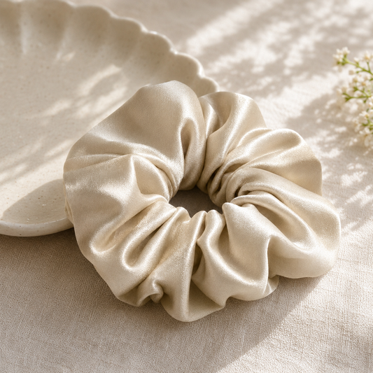Champagne Classic – Champagne Gold 30 Momme Mulberry Silk Scrunchie